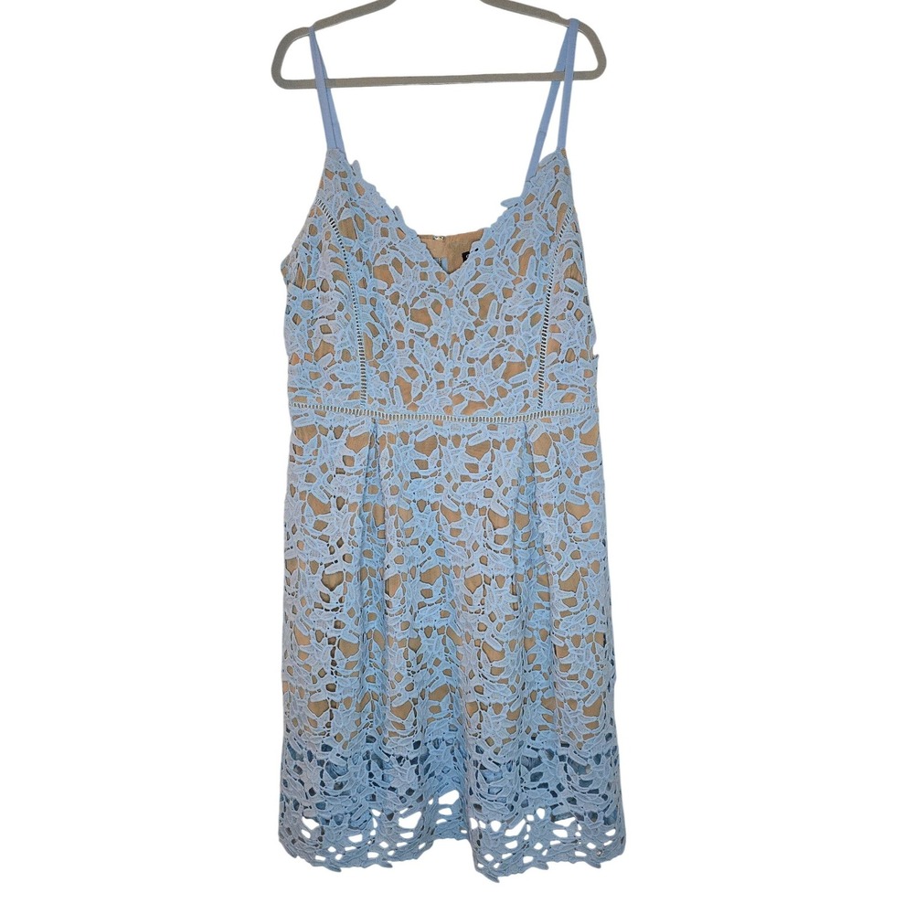 City Chic Blue Sky So Fancy Lace Dress (20) NWT - Cocktail, Fit Flare, Coquettec
